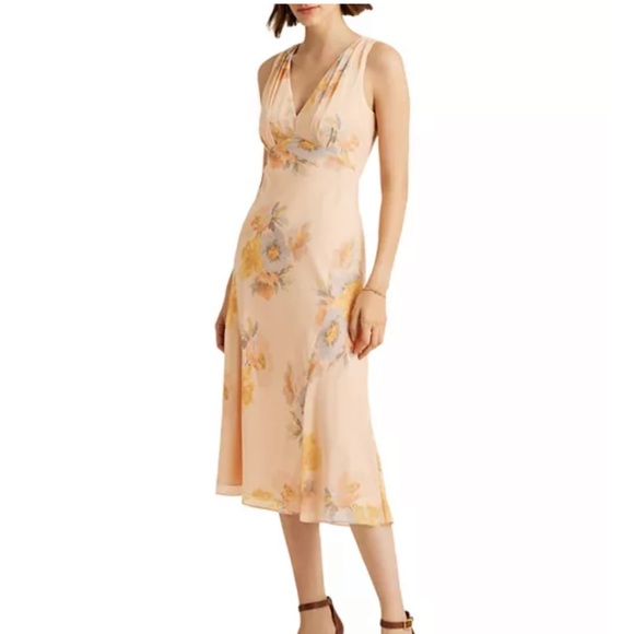 Lauren Ralph Lauren Floral Crinkled Georgette Midi Dress - Picture 2 of 11